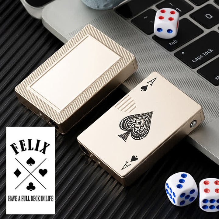 Encendedor de butano recargable con parte trasera personalizada y cartas de póquer