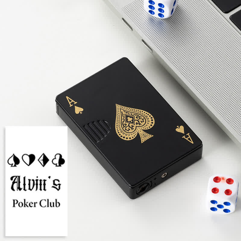 Encendedor de butano recargable con parte trasera personalizada y cartas de póquer