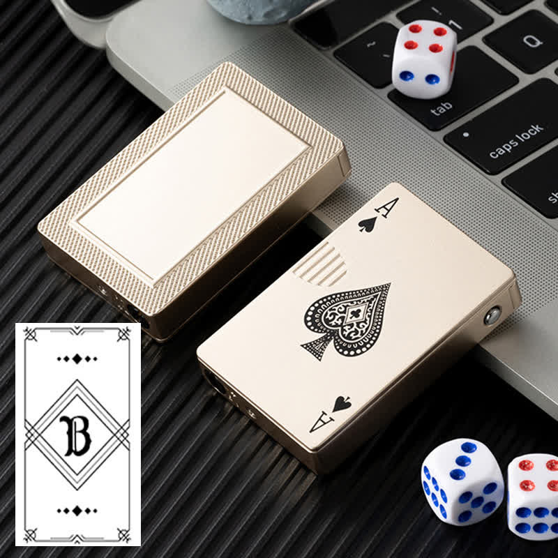 Encendedor de butano recargable con parte trasera personalizada y cartas de póquer