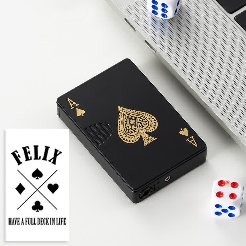 Encendedor de butano recargable con parte trasera personalizada y cartas de póquer
