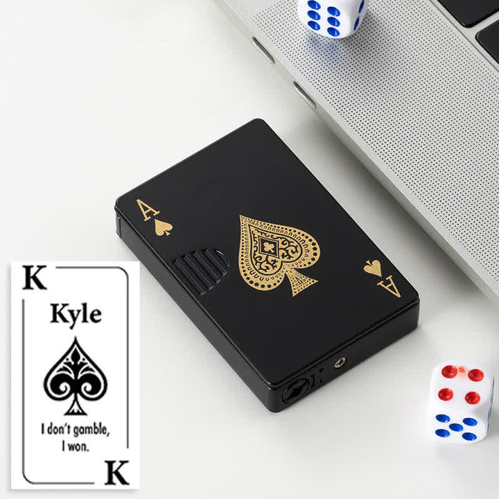 Encendedor de butano recargable con parte trasera personalizada y cartas de póquer