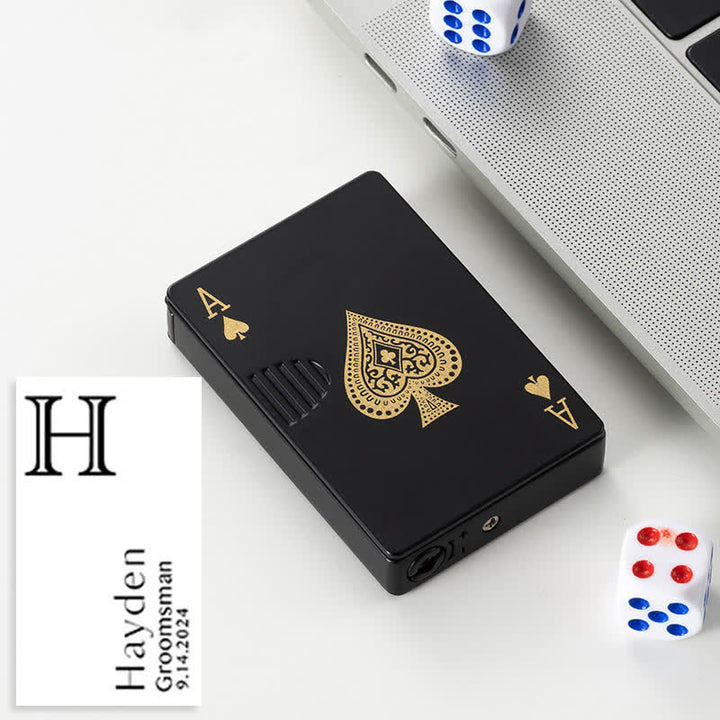 Encendedor de butano recargable con parte trasera personalizada y cartas de póquer