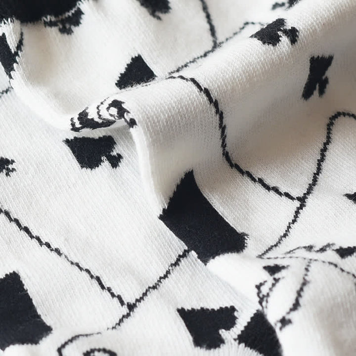 Calcetines de algodón con cartas de póquer de espadas en blanco y negro
