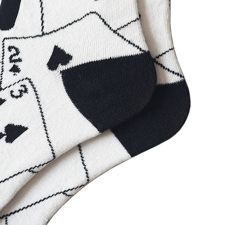 Calcetines de algodón con cartas de póquer de espadas en blanco y negro