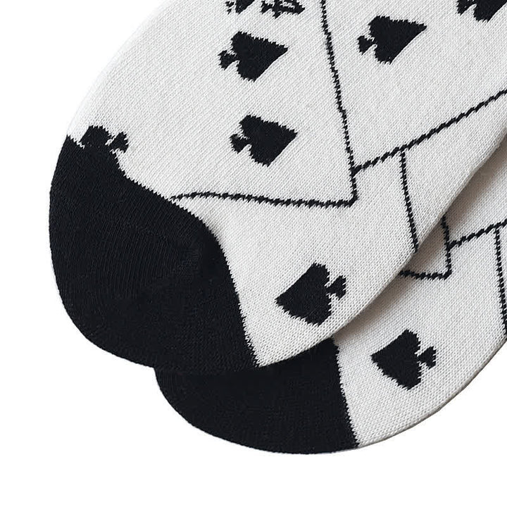 Calcetines de algodón con cartas de póquer de espadas en blanco y negro
