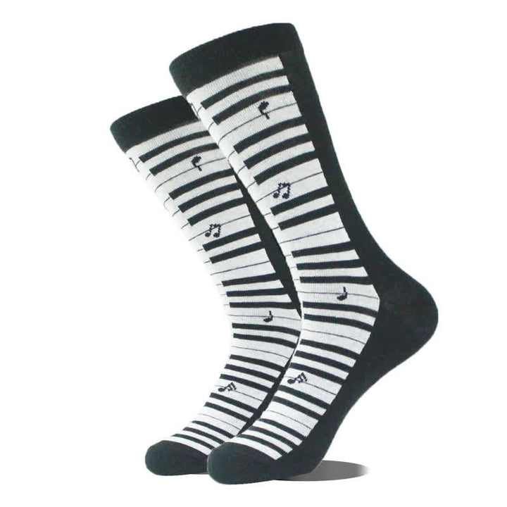 Calcetines de algodón con estampado novedoso de música de piano y dibujos animados