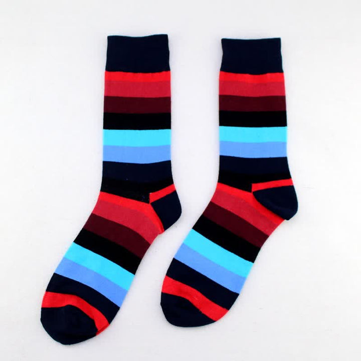 Calcetines de algodón con rayas de arcoíris de colores para hombre