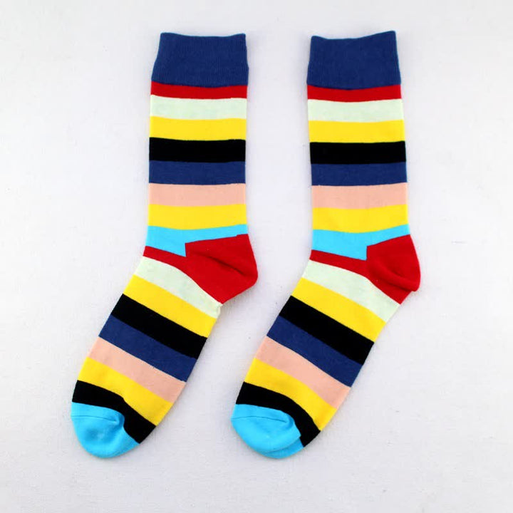 Calcetines de algodón con rayas de arcoíris de colores para hombre
