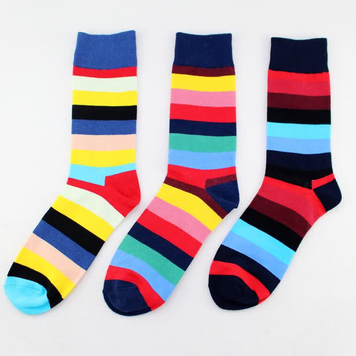 Calcetines de algodón con rayas de arcoíris de colores para hombre