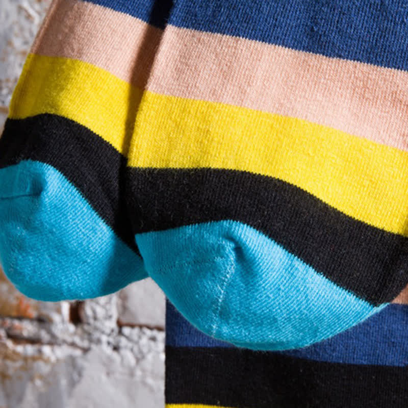 Calcetines de algodón con rayas de arcoíris de colores para hombre