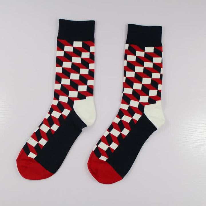 Calcetines de algodón con cuadros divertidos y novedosos para hombre
