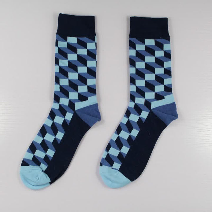 Calcetines de algodón con cuadros divertidos y novedosos para hombre