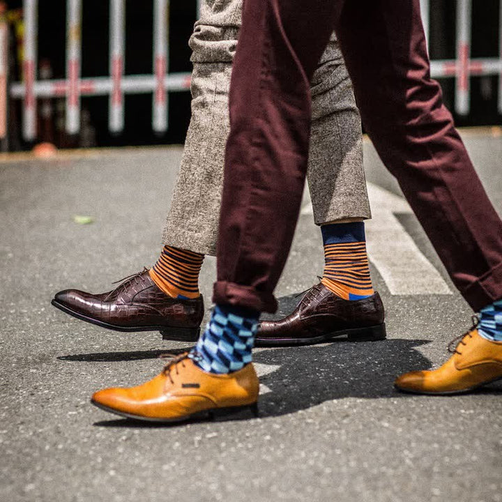 Calcetines de algodón con cuadros divertidos y novedosos para hombre
