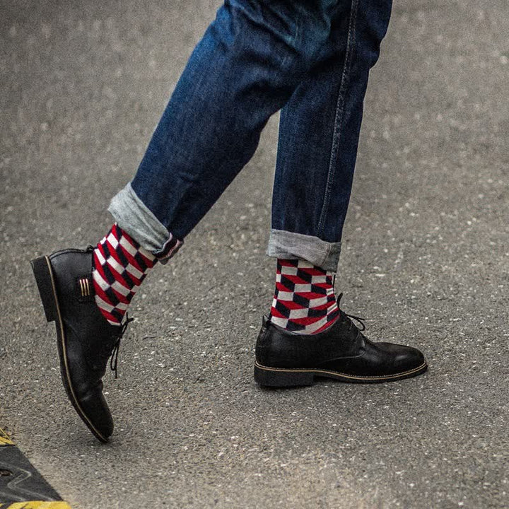 Calcetines de algodón con cuadros divertidos y novedosos para hombre