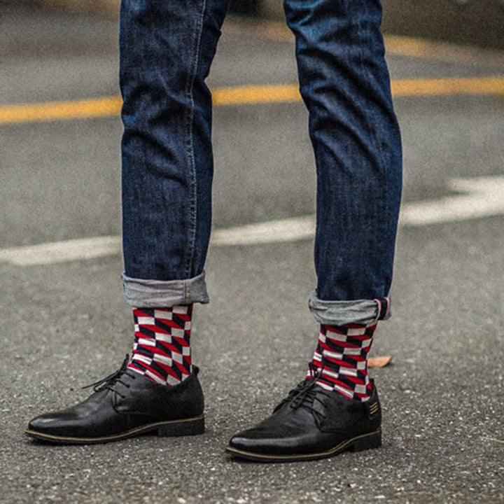 Calcetines de algodón con cuadros divertidos y novedosos para hombre