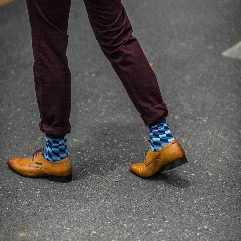 Calcetines de algodón con cuadros divertidos y novedosos para hombre
