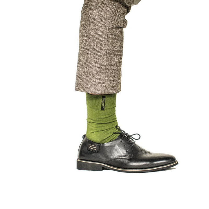 Calcetines de algodón estilo británico para caballeros de color liso para hombre