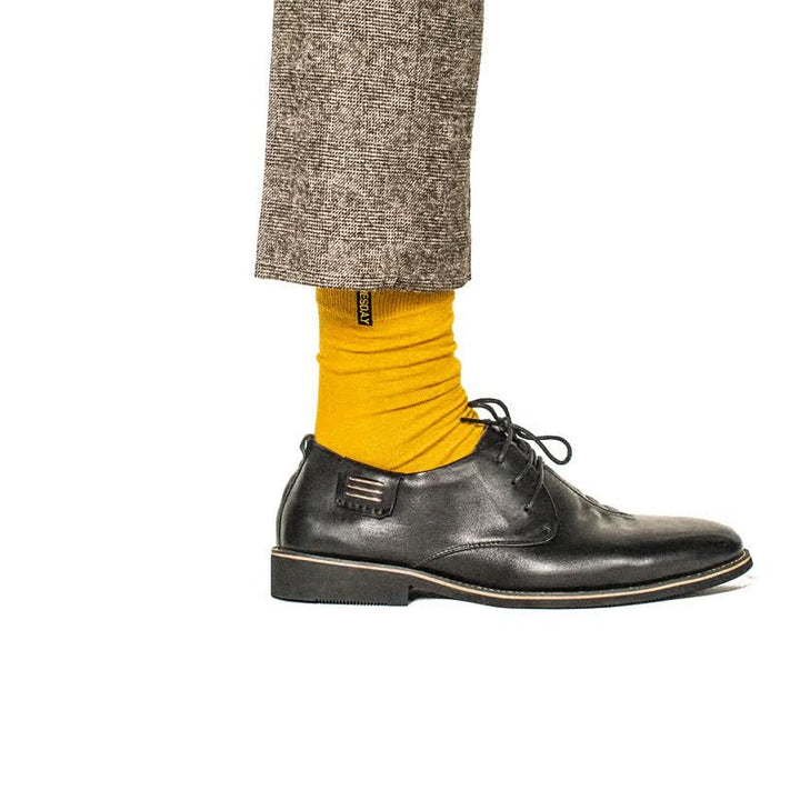 Calcetines de algodón estilo británico para caballeros de color liso para hombre