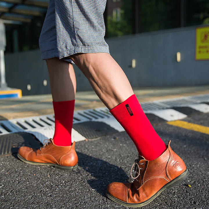 Calcetines de algodón estilo británico para caballeros de color liso para hombre
