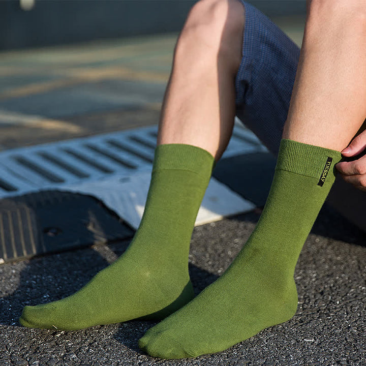 Calcetines de algodón estilo británico para caballeros de color liso para hombre