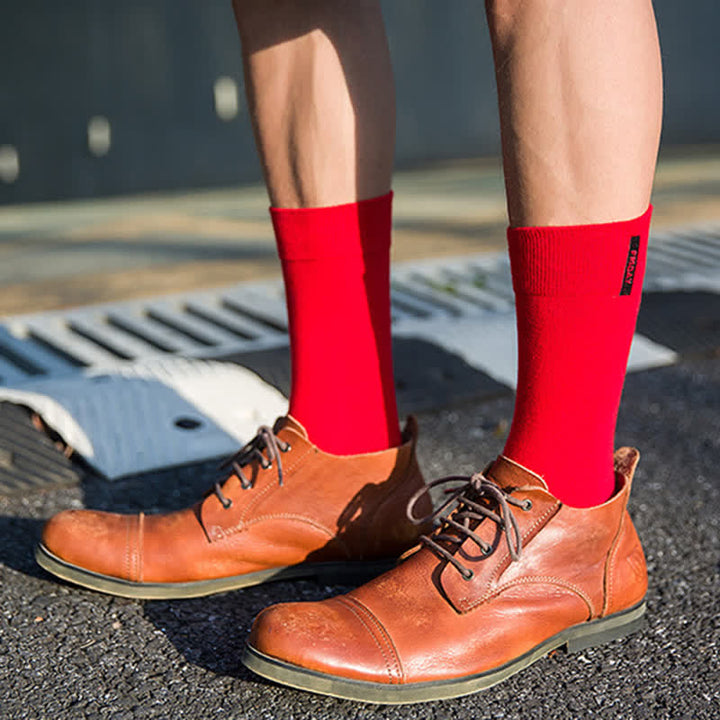 Calcetines de algodón estilo británico para caballeros de color liso para hombre