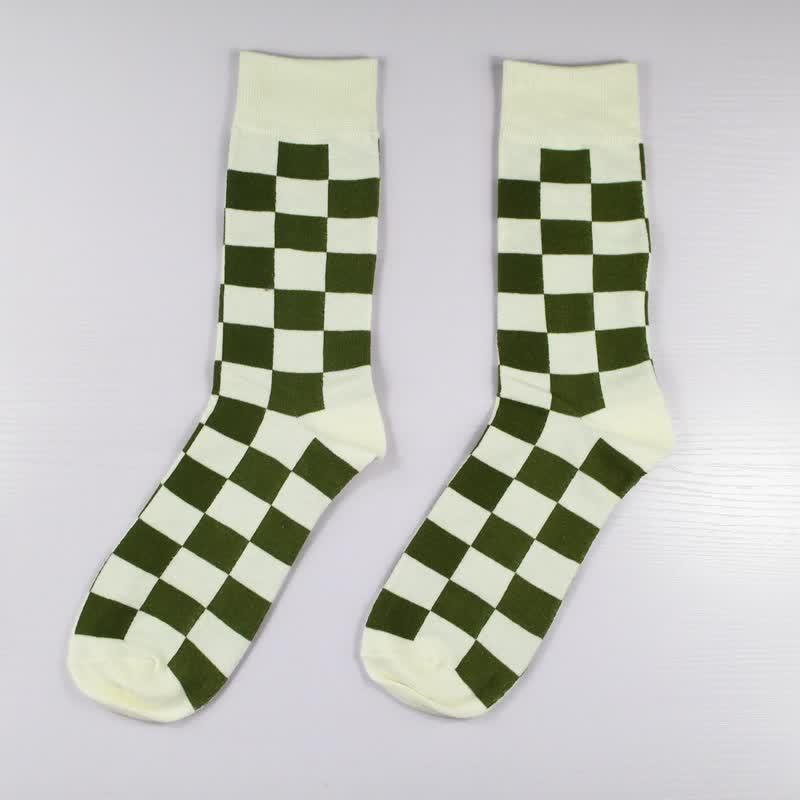 Calcetines de algodón con cuadros para hombre, exclusivos y a la moda