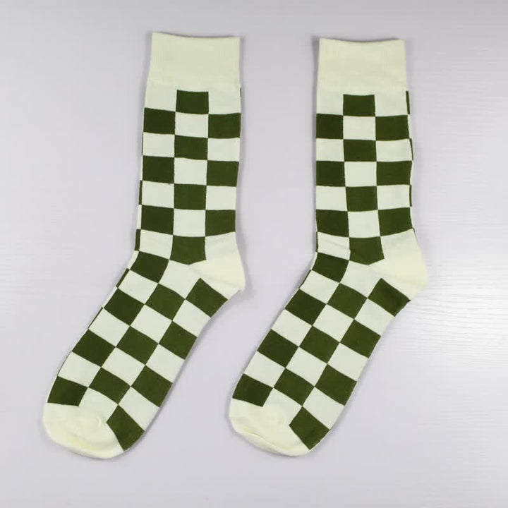 Calcetines de algodón con cuadros para hombre, exclusivos y a la moda