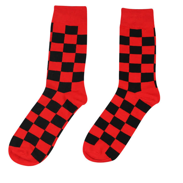Calcetines de algodón con cuadros para hombre, exclusivos y a la moda