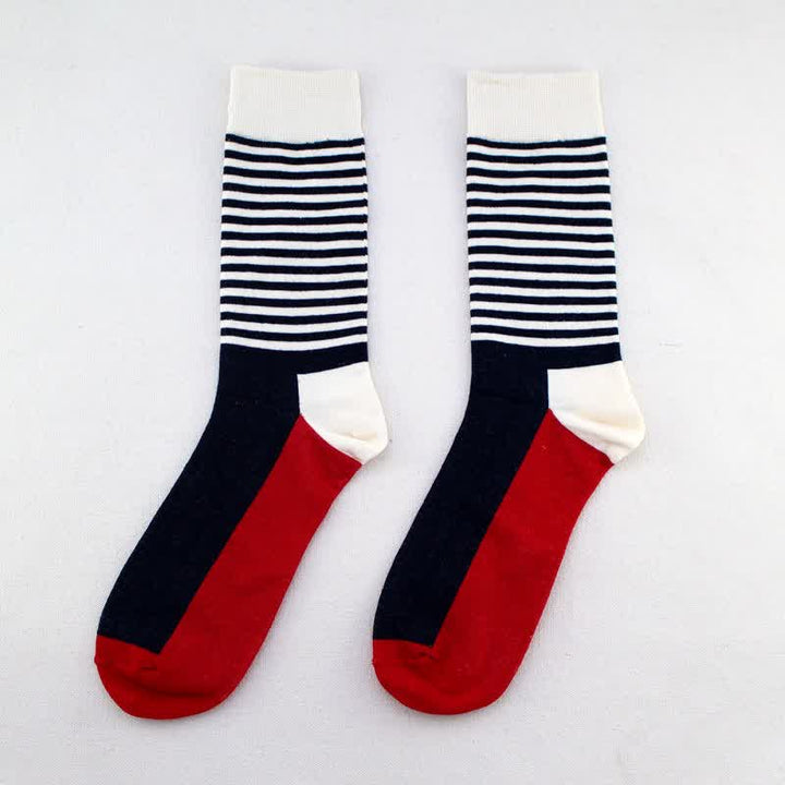 Calcetines de algodón con rayas de tres colores para hombre
