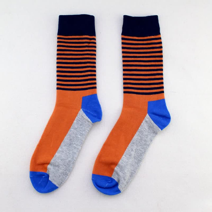 Calcetines de algodón con rayas de tres colores para hombre