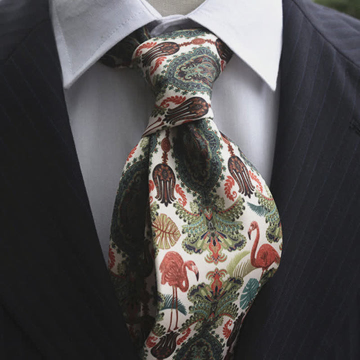 Corbata con estampado de flamencos exóticos y encantadores para hombre