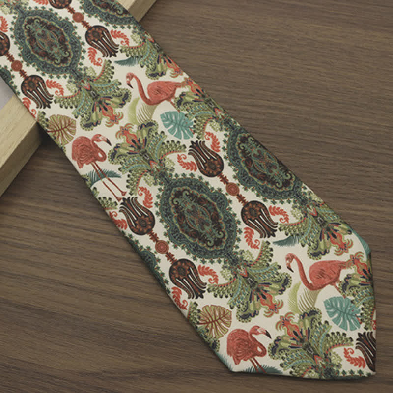 Corbata con estampado de flamencos exóticos y encantadores para hombre