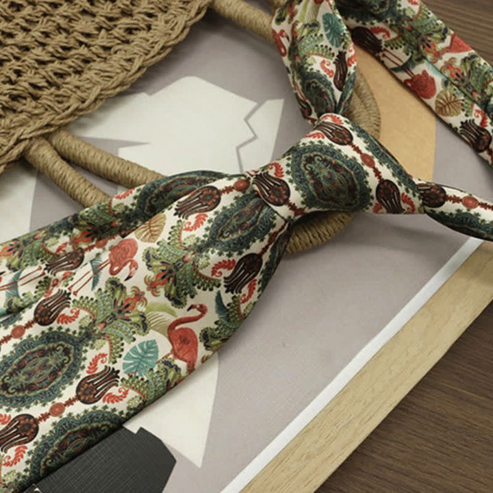 Corbata con estampado de flamencos exóticos y encantadores para hombre
