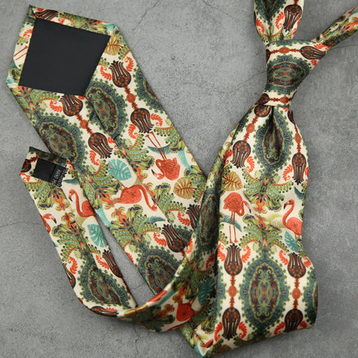 Corbata con estampado de flamencos exóticos y encantadores para hombre