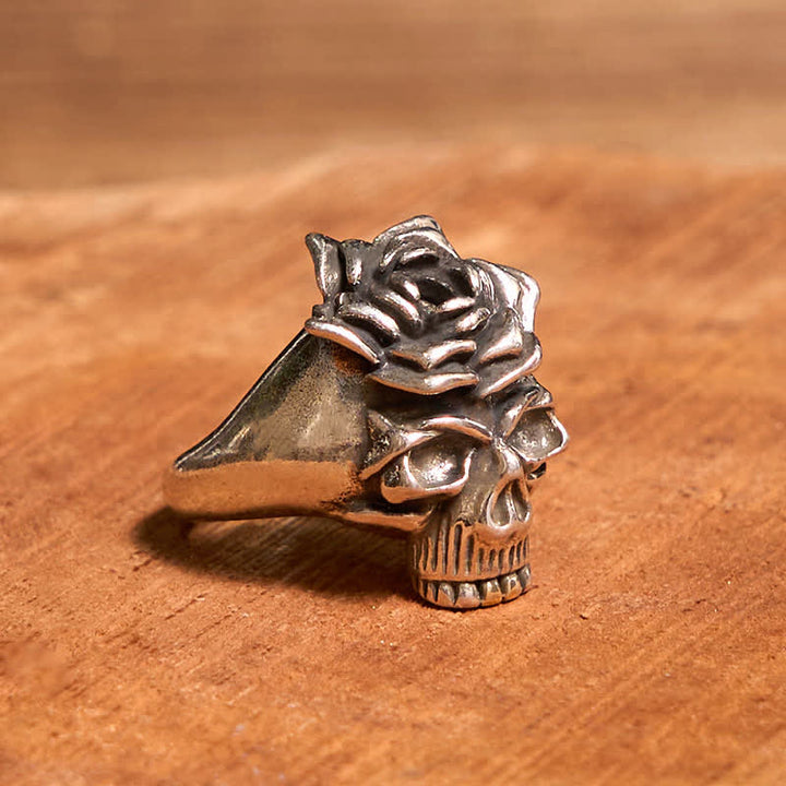 Anillo ajustable con apertura de tótem de caballo y toro de roca dominante para hombre