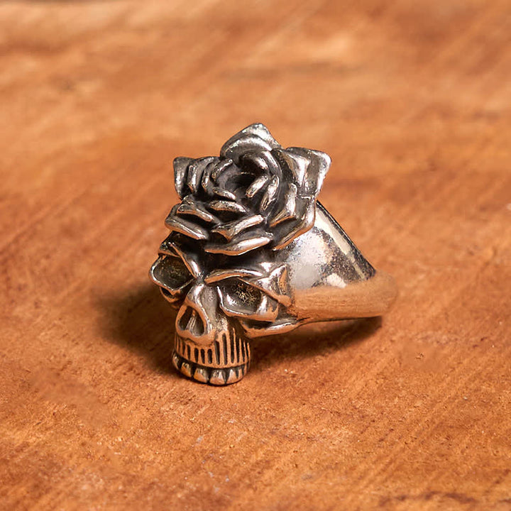 Anillo ajustable con apertura de tótem de caballo y toro de roca dominante para hombre