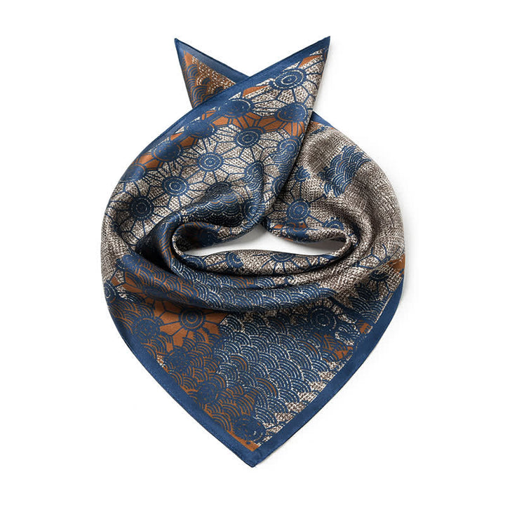 Bufanda cuadrada retro desgastada estilo urbano azul marino