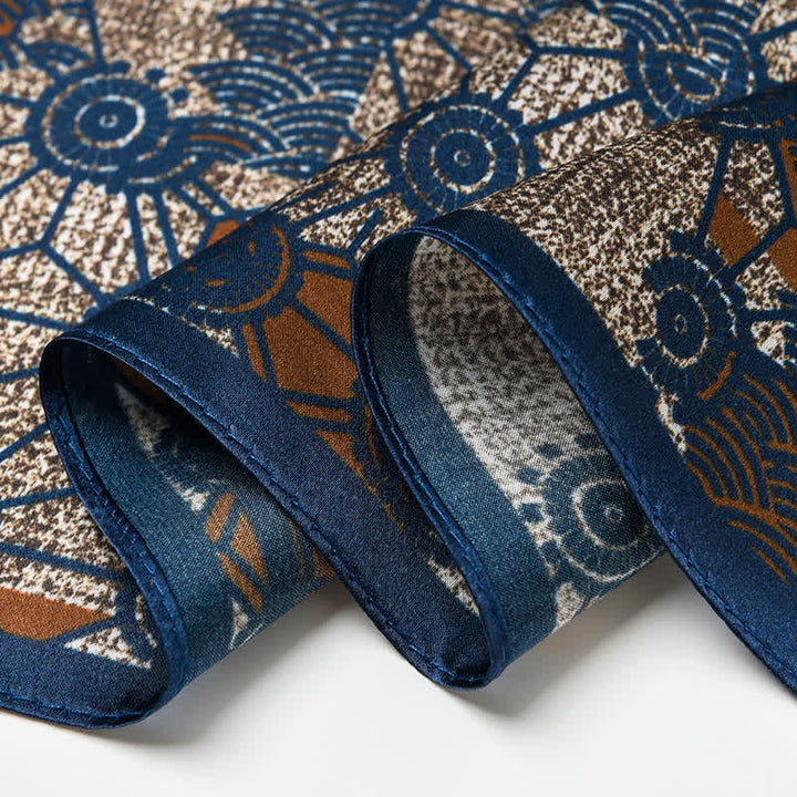 Bufanda cuadrada retro desgastada estilo urbano azul marino