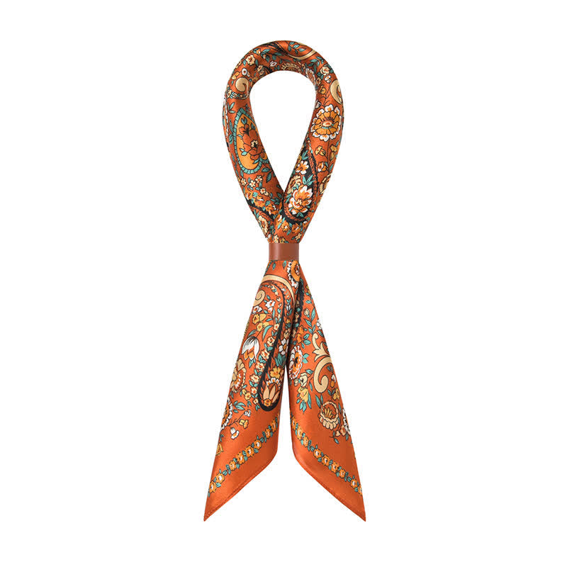 Bufanda cuadrada con estampado floral de cachemira salvaje en color naranja de estilo occidental