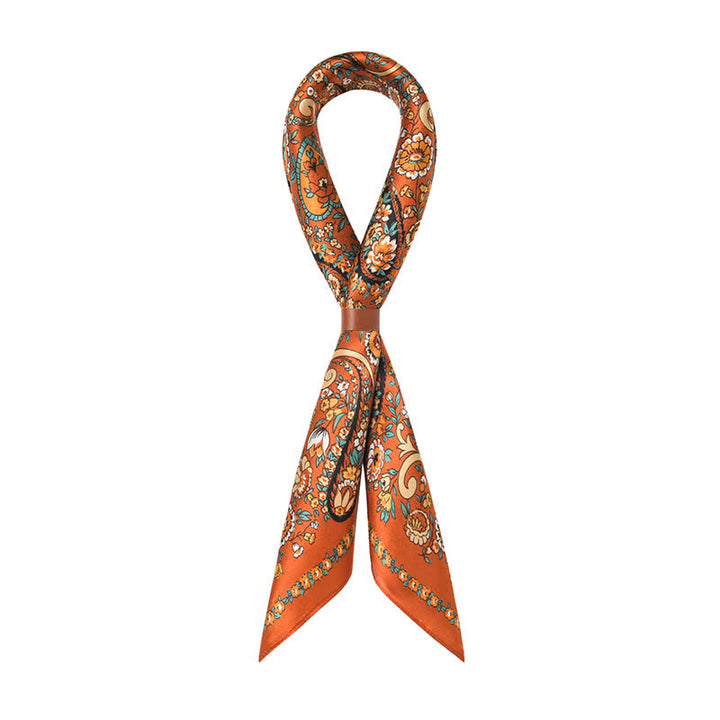 Bufanda cuadrada con estampado floral de cachemira salvaje en color naranja de estilo occidental