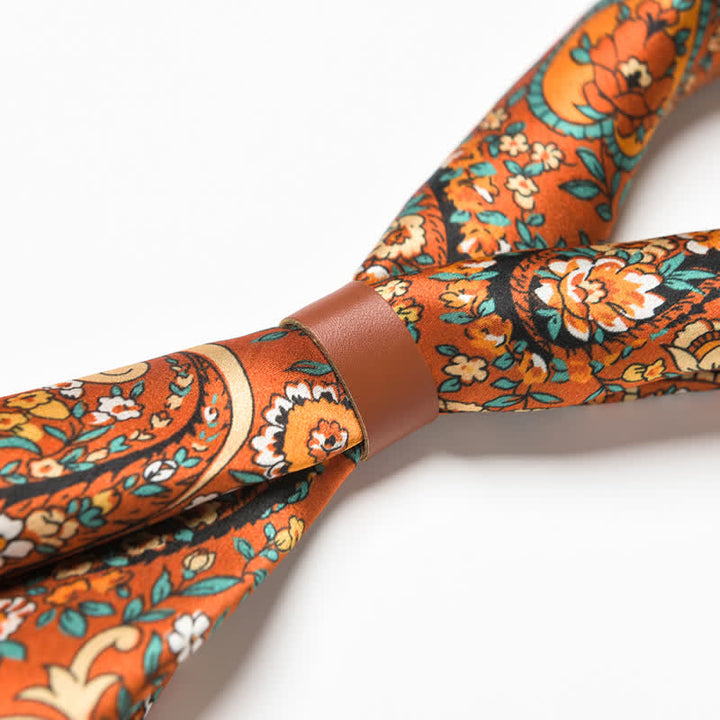 Bufanda cuadrada con estampado floral de cachemira salvaje en color naranja de estilo occidental