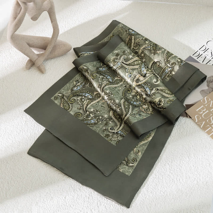 Bufanda de seda pura fina y larga con estampado de cachemira vintage para hombre