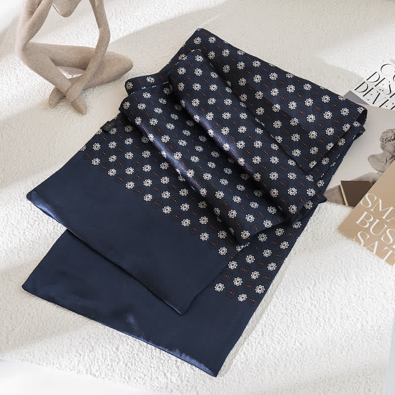 Bufanda de seda pura fina y larga con estampado de cachemira vintage para hombre