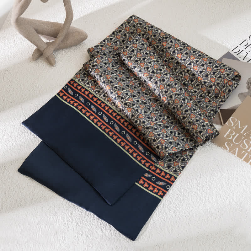Bufanda de seda pura fina y larga con estampado de cachemira vintage para hombre