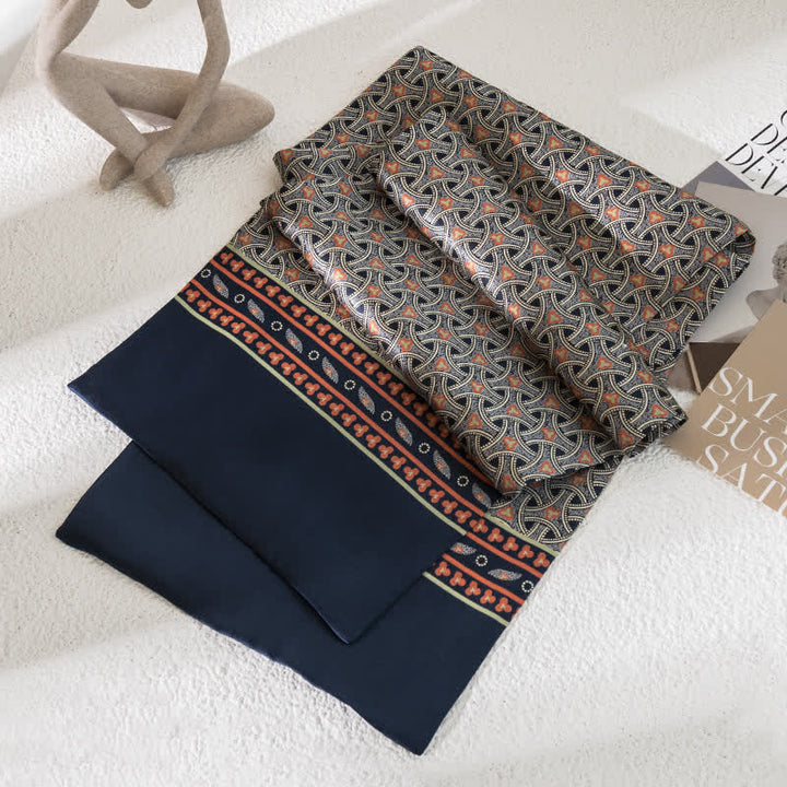 Bufanda de seda pura fina y larga con estampado de cachemira vintage para hombre