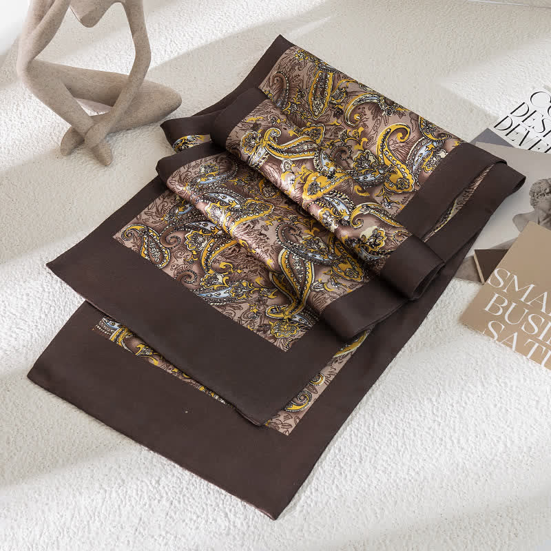 Bufanda de seda pura fina y larga con estampado de cachemira vintage para hombre
