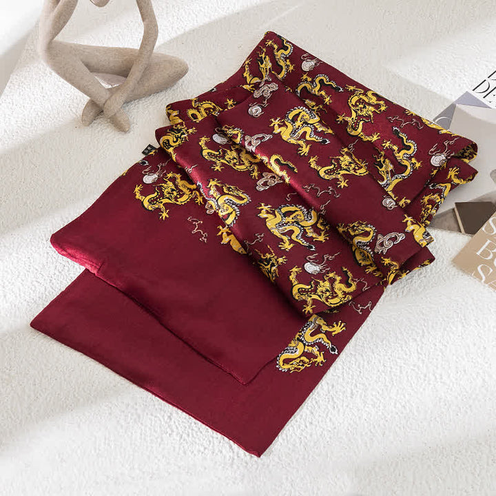 Bufanda de seda pura fina y larga con estampado de cachemira vintage para hombre