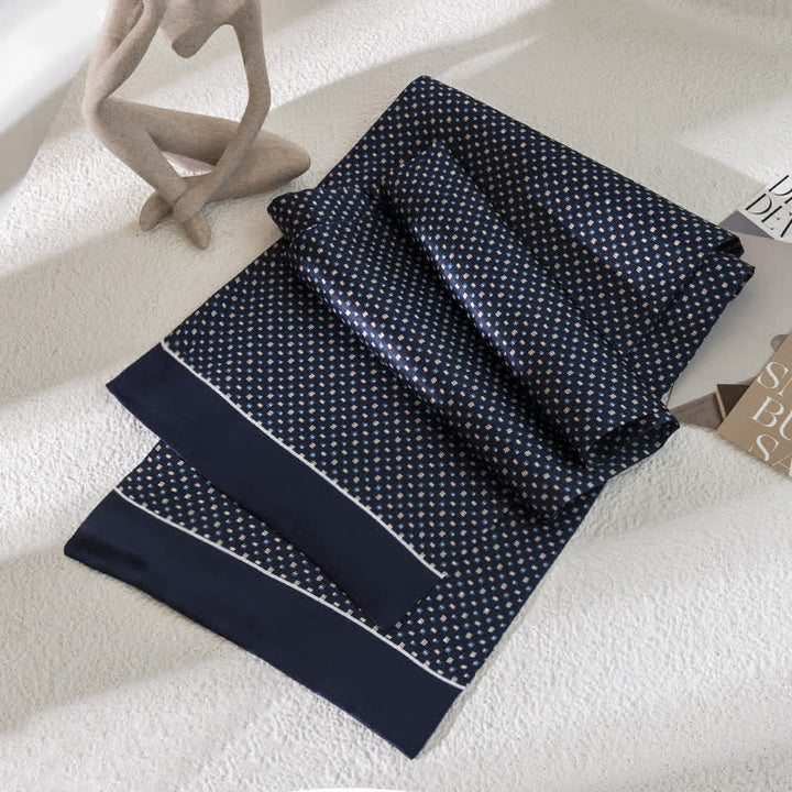 Bufanda de seda pura fina y larga con estampado de cachemira vintage para hombre