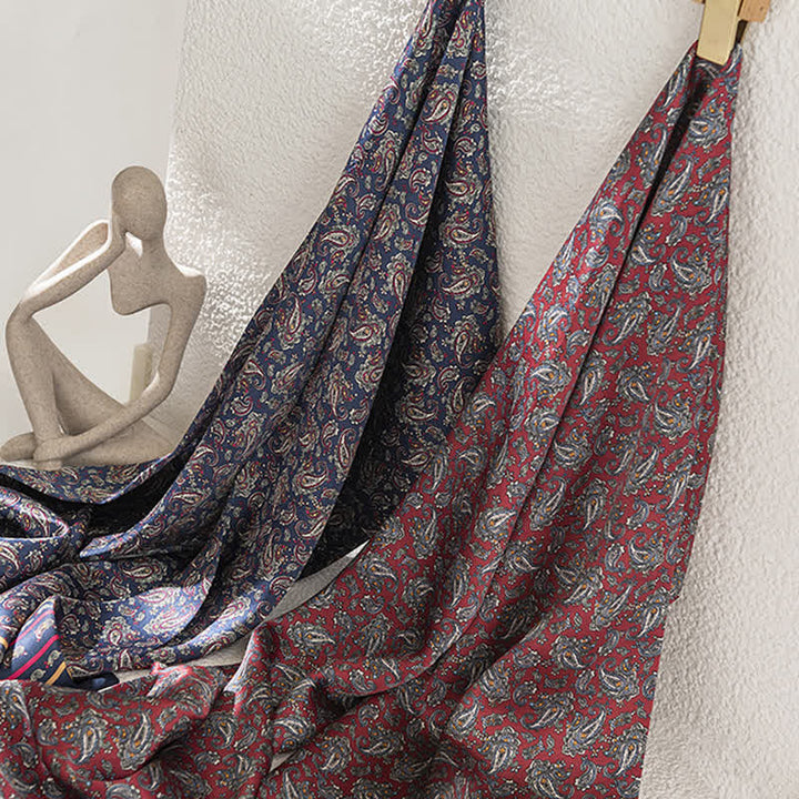 Bufanda de seda pura fina y larga con estampado de cachemira vintage para hombre