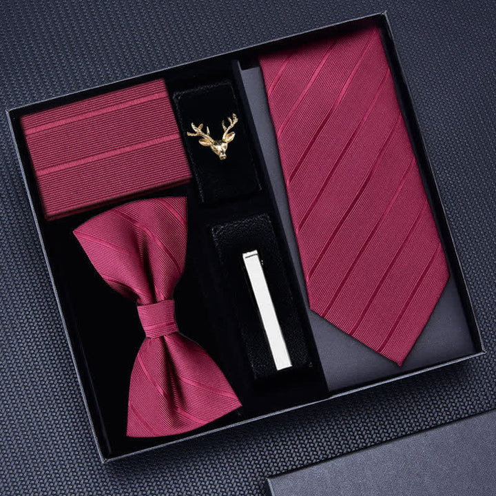 5 piezas de broches de ciervo para corbatas de rayas para hombre, caja de regalo